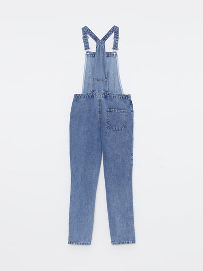 Square Neck Basic Strappy Girls Jean Salopet