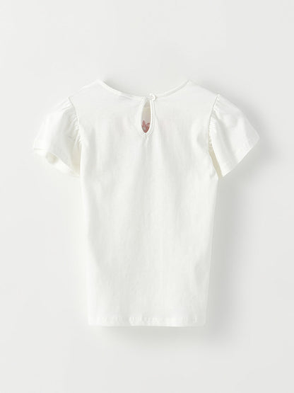 Crew Neck Embroidered Short Sleeve Girls' T-Shirt