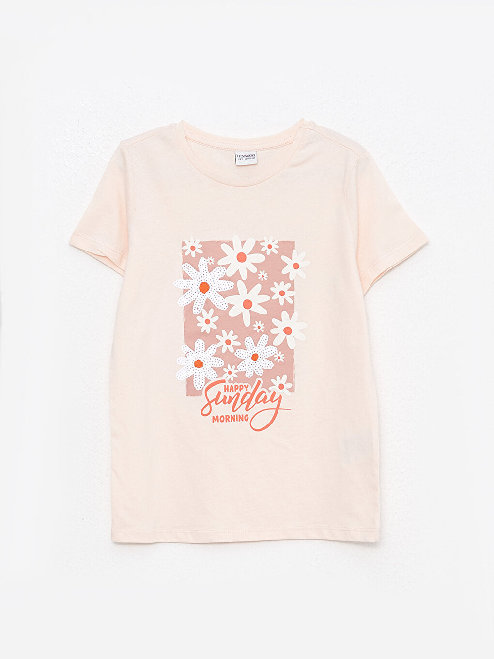 Crew Neck Printed Short Sleeve Girls' T-Shirt