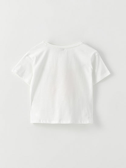 Crew Neck Printed Short Sleeve Cotton Girls' T-Shirt