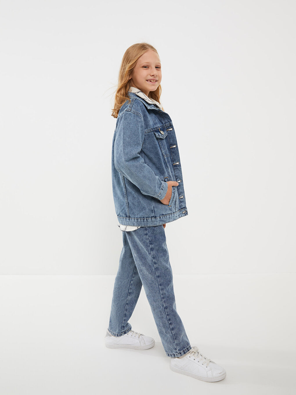 Shirt Collar Girl's Jean Jacket