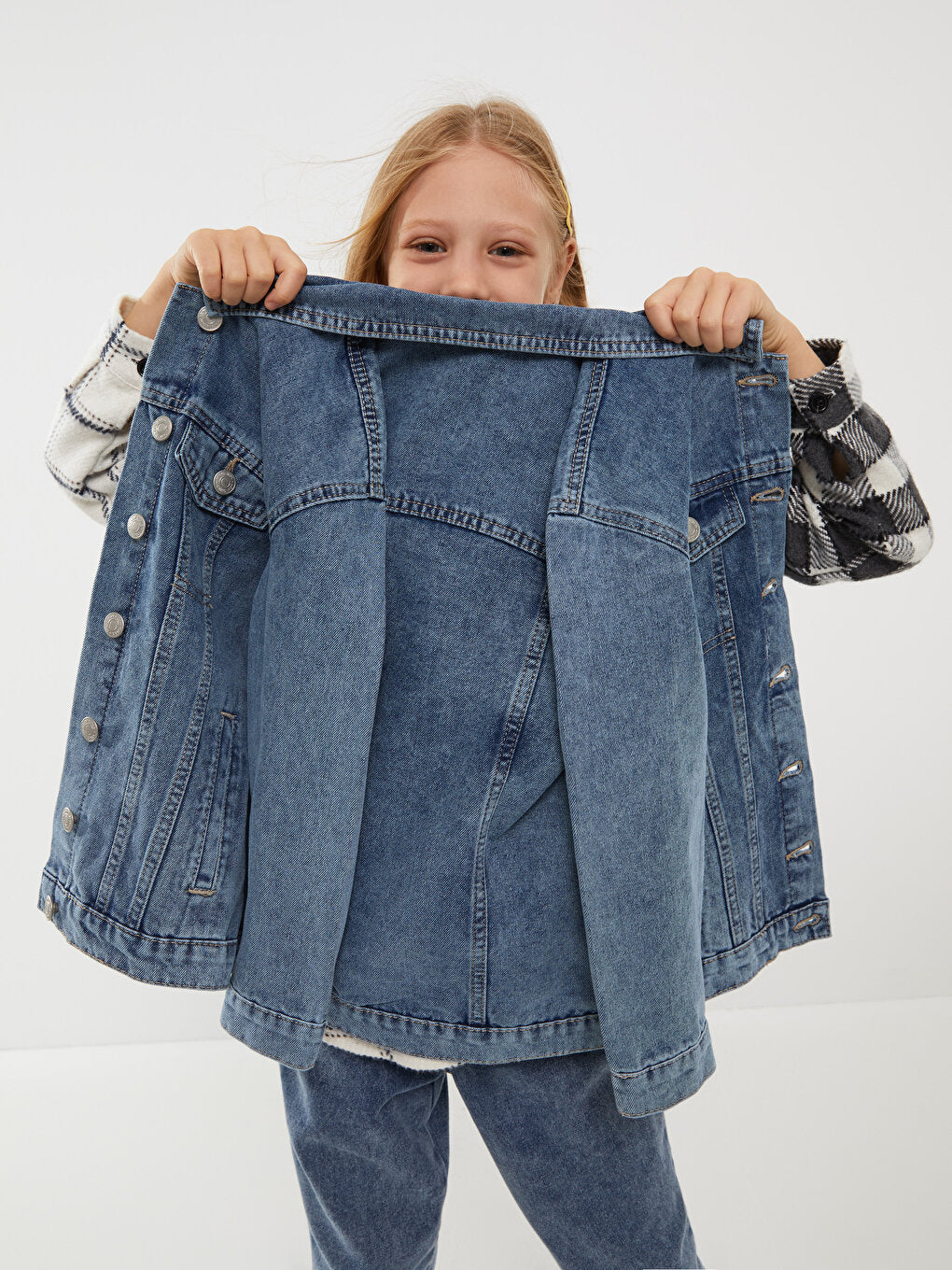 Shirt Collar Girl's Jean Jacket