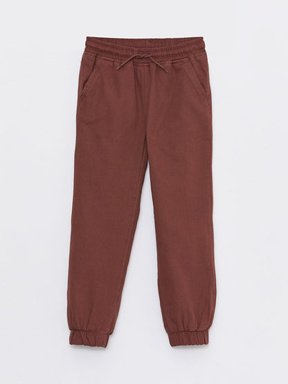 Basic Fleece Lined Boy's Jogger Trousers with Elastic Waist