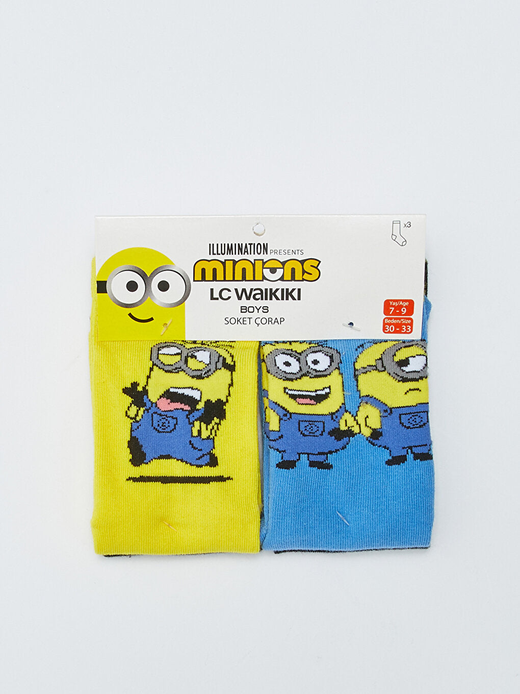 Minions Patterned Boy Socks 3-pack