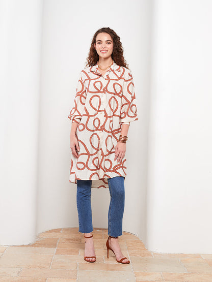 Patterned Long Sleeve Women's Shirt Tunic