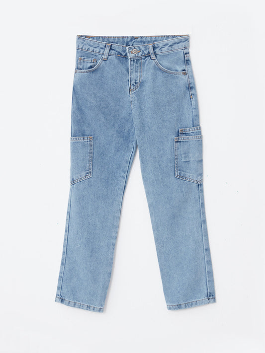 Cotton Girl's Cargo Jean Trousers