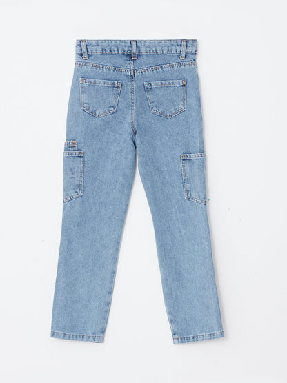 Cotton Girl's Cargo Jean Trousers