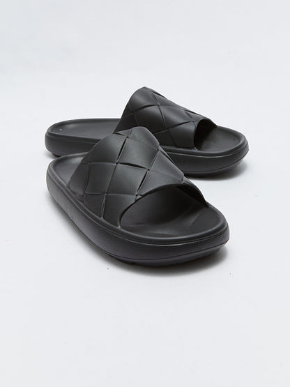 Self Patterned Single Band Men's Slippers