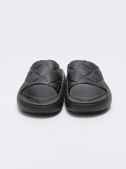 Self Patterned Single Band Men's Slippers