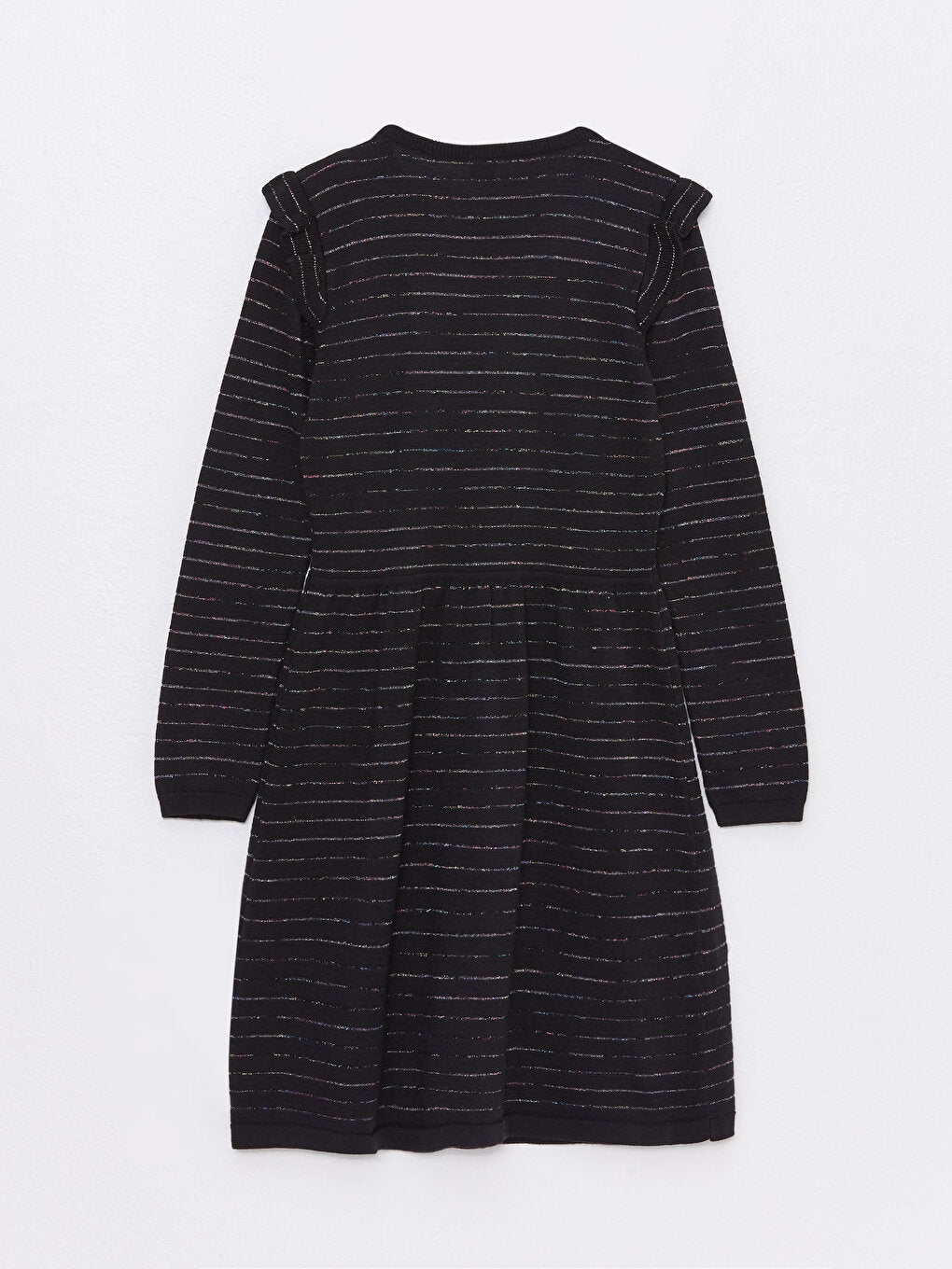 Crew Neck Striped Long Sleeve Girl's Knitwear Dress