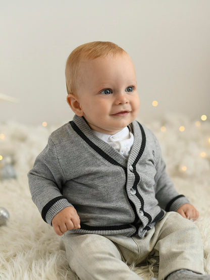 V-Neck Long Sleeve Baby Boy Knitwear Cardigan