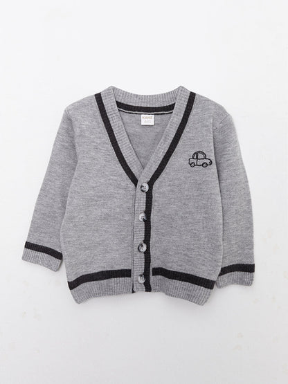 V-Neck Long Sleeve Baby Boy Knitwear Cardigan