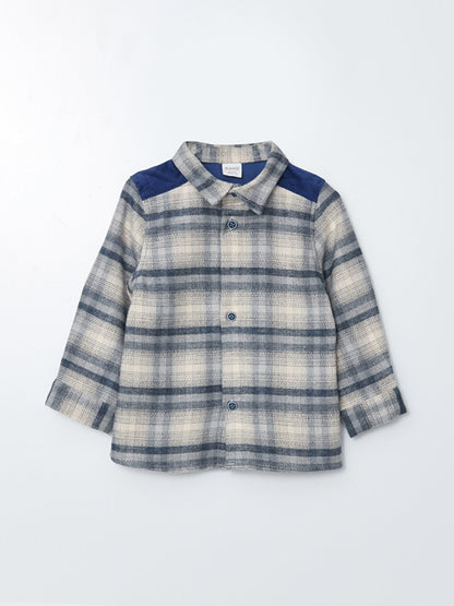 Long Sleeve Plaid Patterned Baby Boy Shirt and Trousers 2-Piece Set