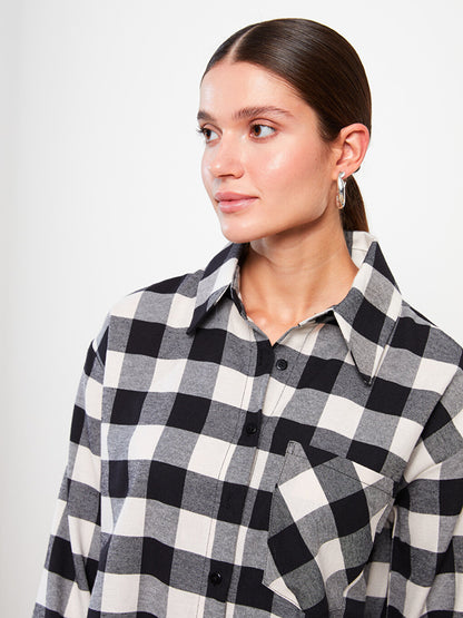 Plaid Long Sleeve Oversize Women's Shirt Tunic