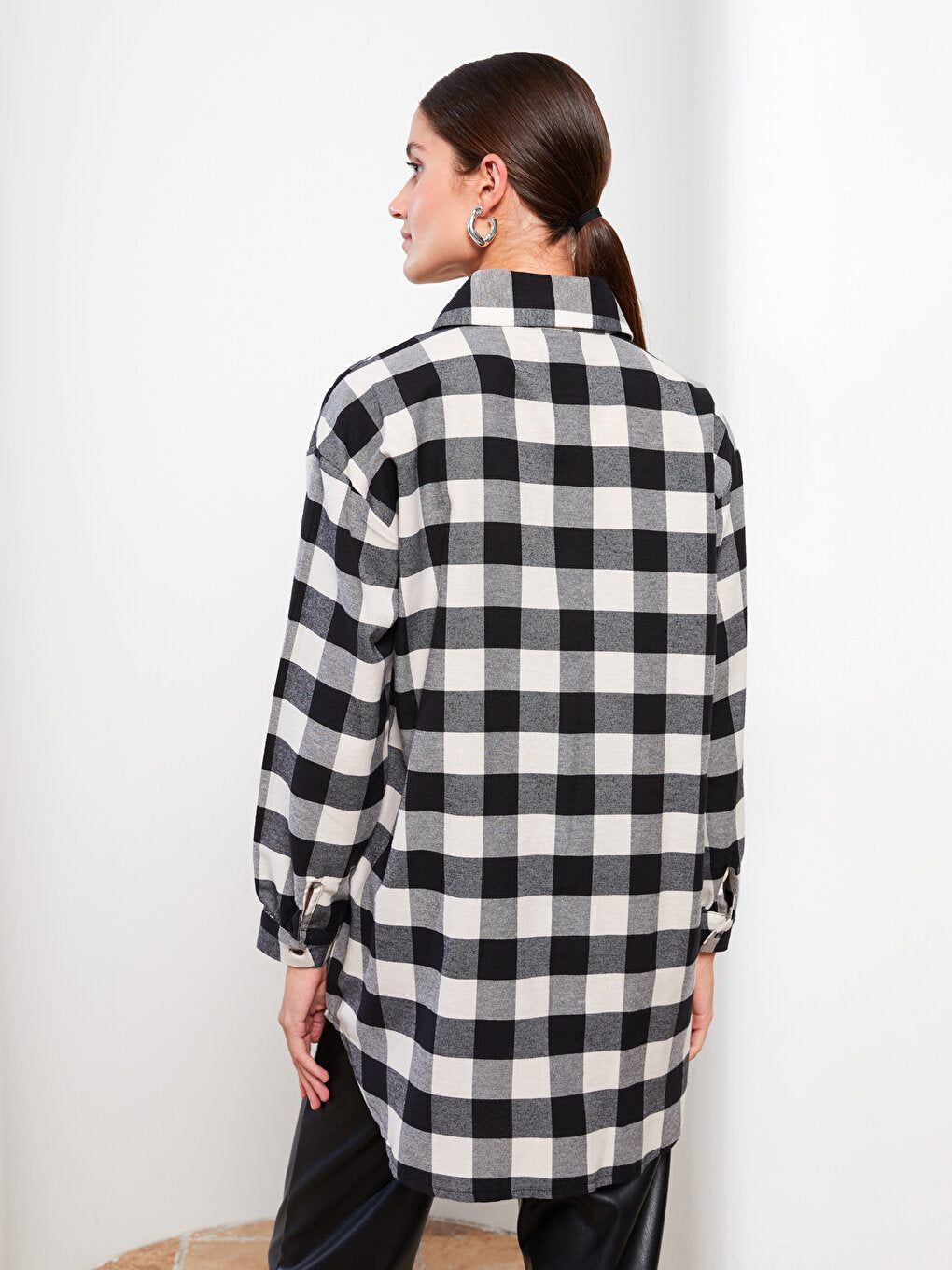 Plaid Long Sleeve Oversize Women's Shirt Tunic