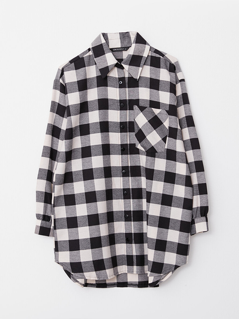 Plaid Long Sleeve Oversize Women's Shirt Tunic