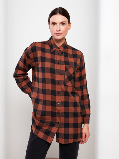 Plaid Long Sleeve Oversize Women's Shirt Tunic