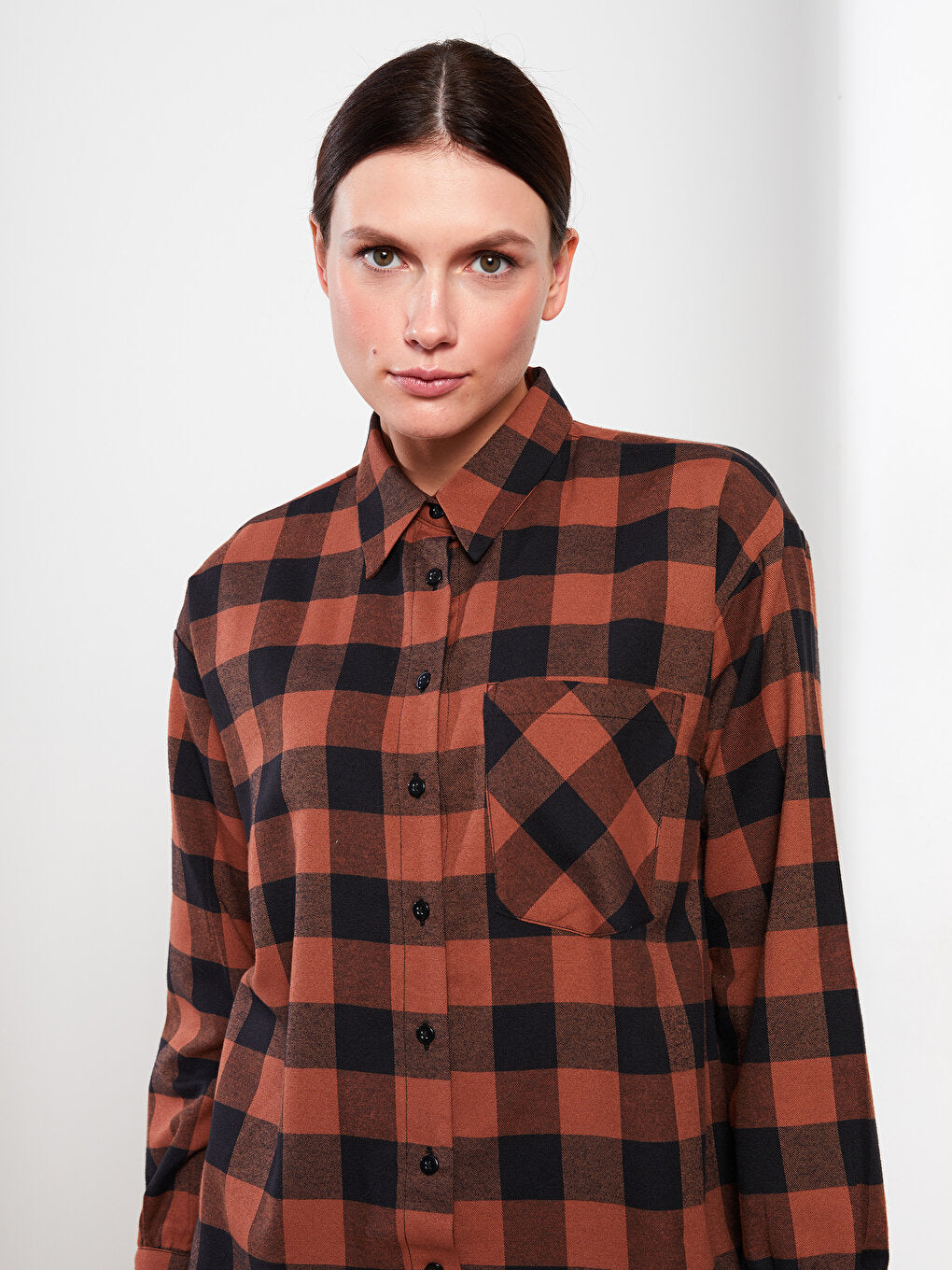 Plaid Long Sleeve Oversize Women's Shirt Tunic