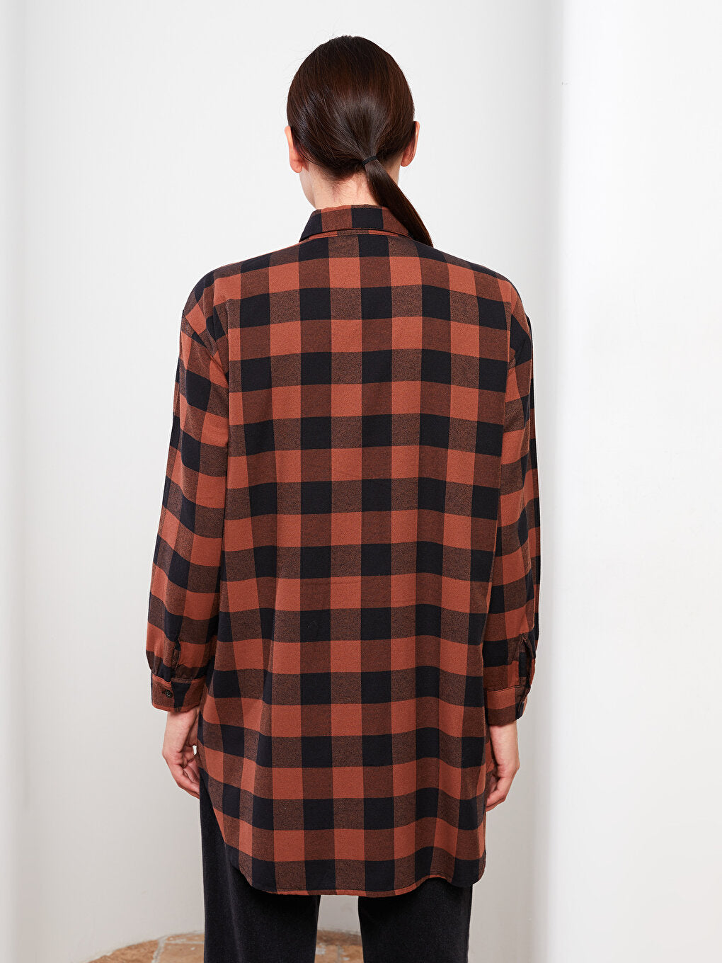 Plaid Long Sleeve Oversize Women's Shirt Tunic