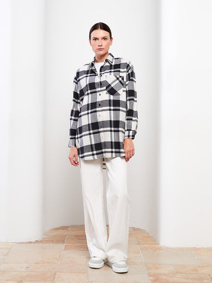 Plaid Long Sleeve Oversize Women's Shirt Tunic