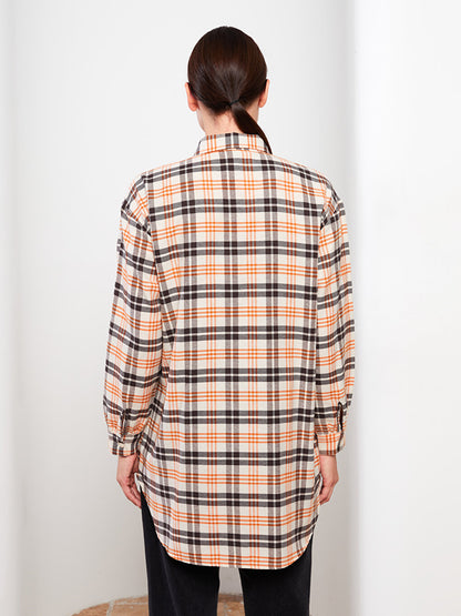 Plaid Long Sleeve Oversize Women's Shirt Tunic