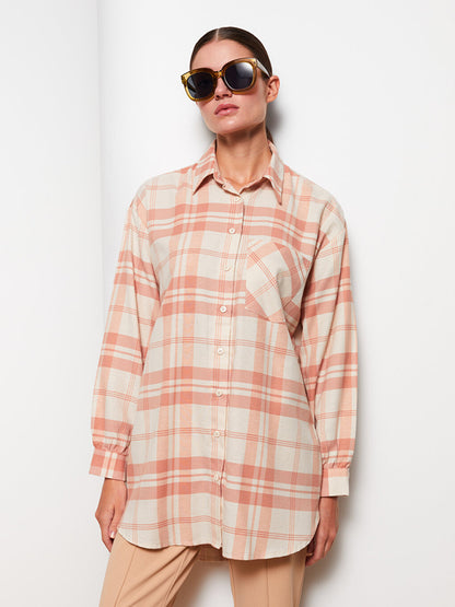 Plaid Long Sleeve Oversize Women's Shirt Tunic