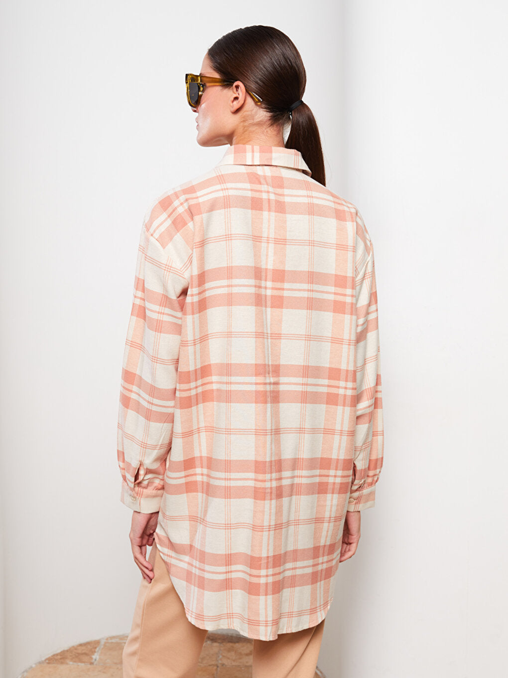 Plaid Long Sleeve Oversize Women's Shirt Tunic