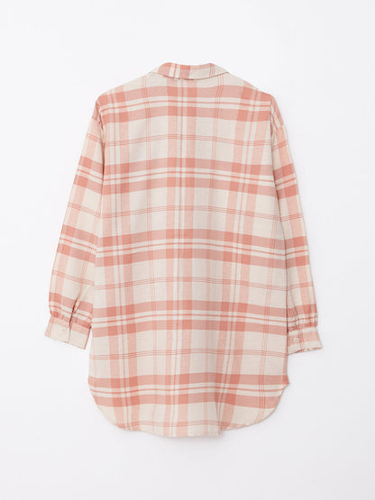 Plaid Long Sleeve Oversize Women's Shirt Tunic