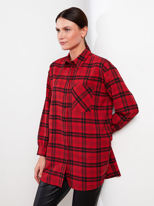 Plaid Long Sleeve Oversize Women's Shirt Tunic