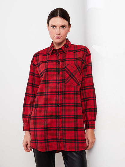 Plaid Long Sleeve Oversize Women's Shirt Tunic