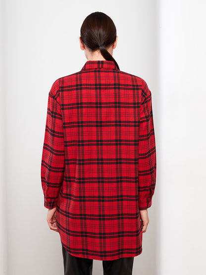 Plaid Long Sleeve Oversize Women's Shirt Tunic