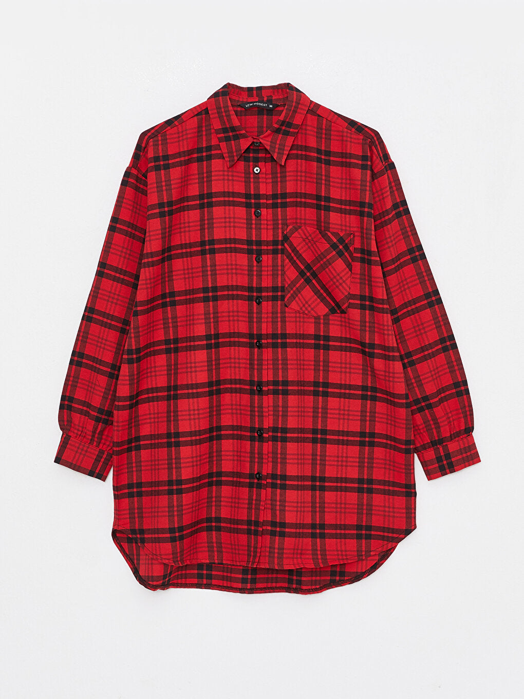 Plaid Long Sleeve Oversize Women's Shirt Tunic