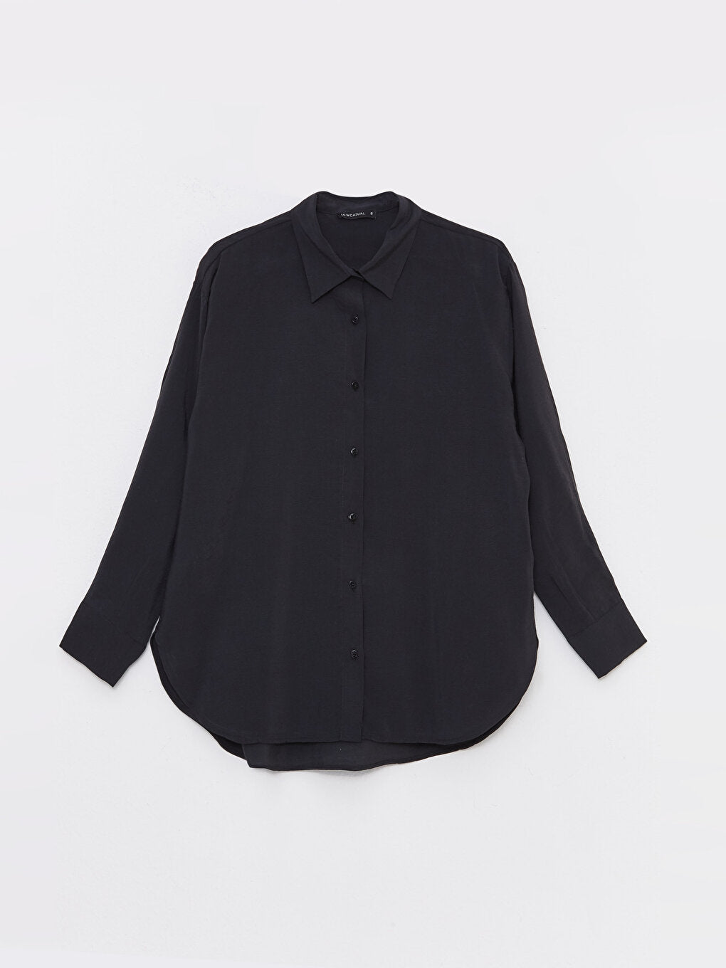 Front Button Closure Plain Long Sleeve Oversize Women's Shirt