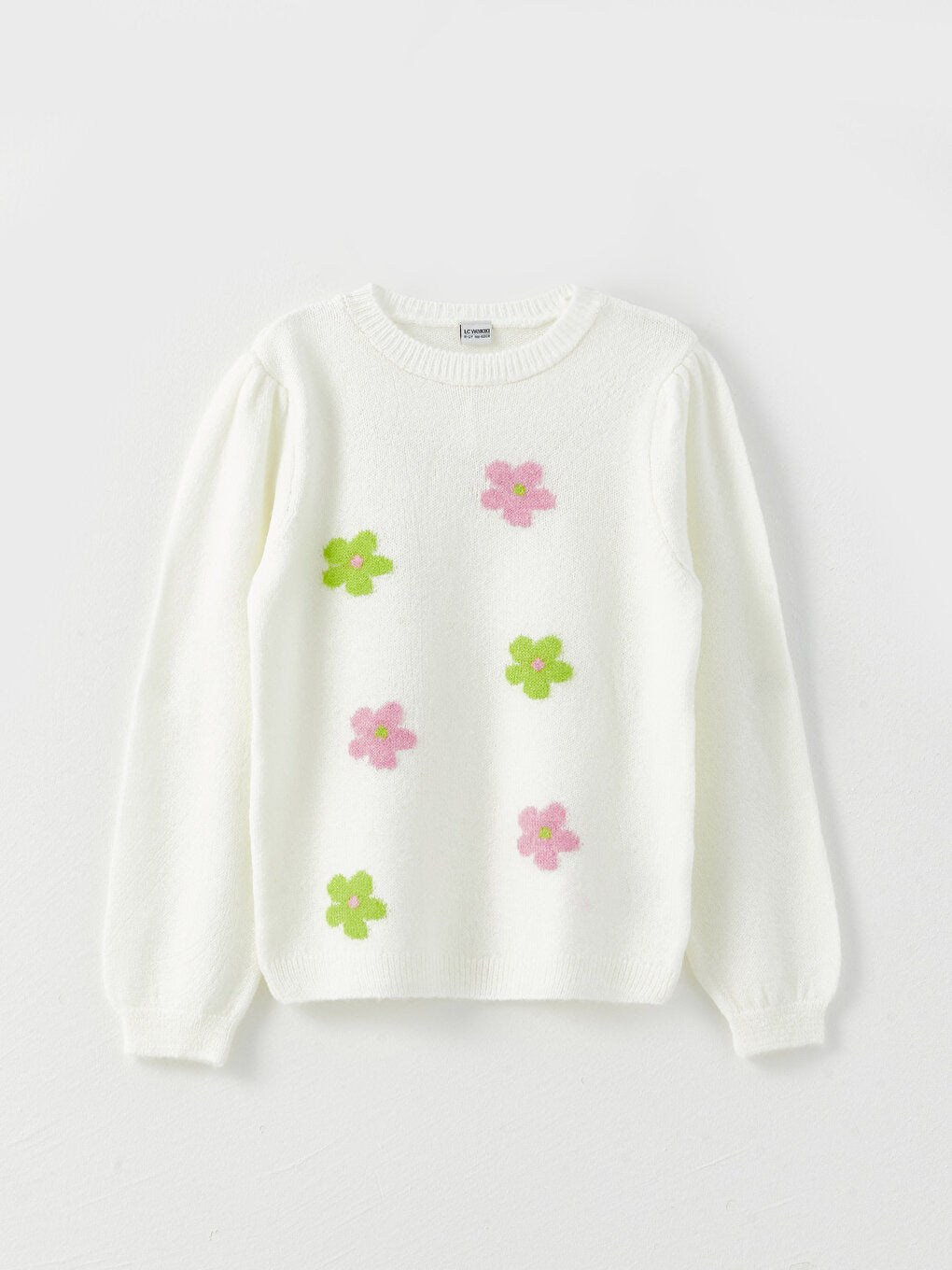 Crew Neck Patterned Long Sleeve Girl's Knitwear Sweater