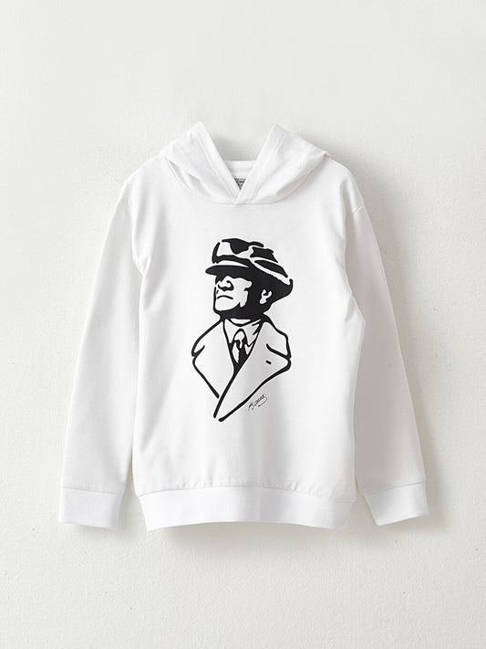 Hooded Printed Long Sleeve Boy's Sweatshirt