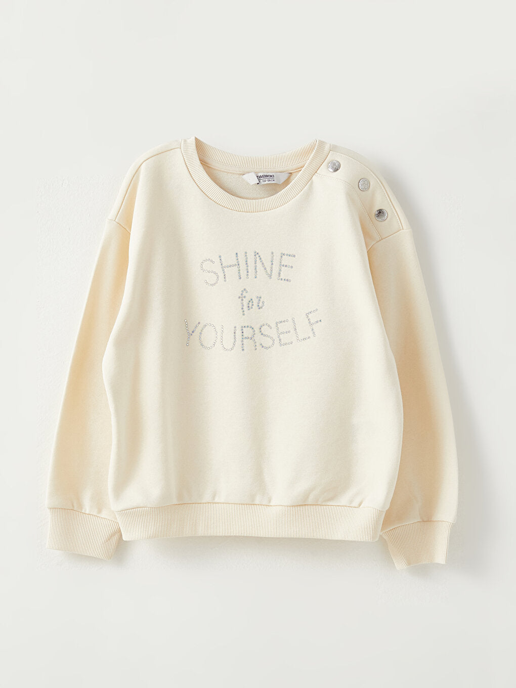 Crew Neck Stone Printed Long Sleeve Girl's Sweatshirt