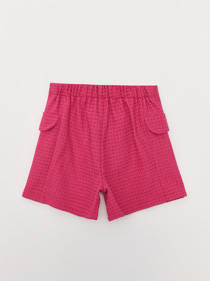 Self-patterned Girls' Shorts with Elastic Waist