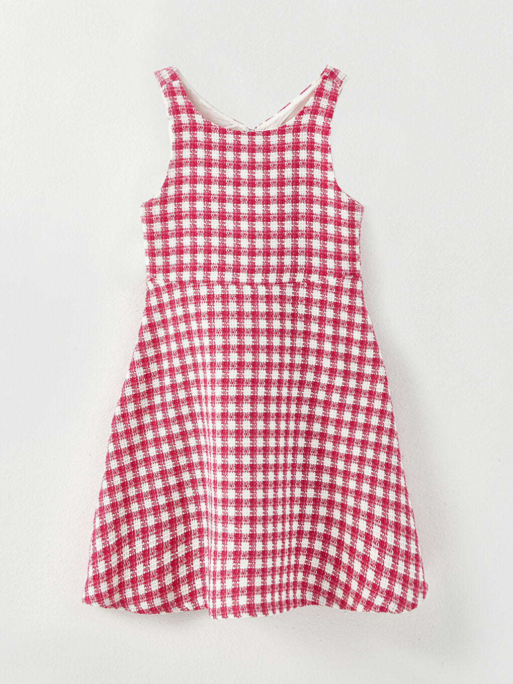 Crew Neck Plaid Girl's Dress