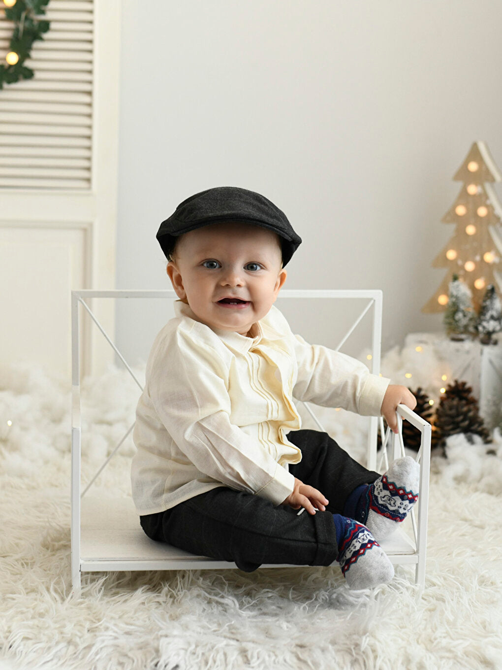 Long Sleeve Baby Boy Shirt and Trousers 2-Piece Set