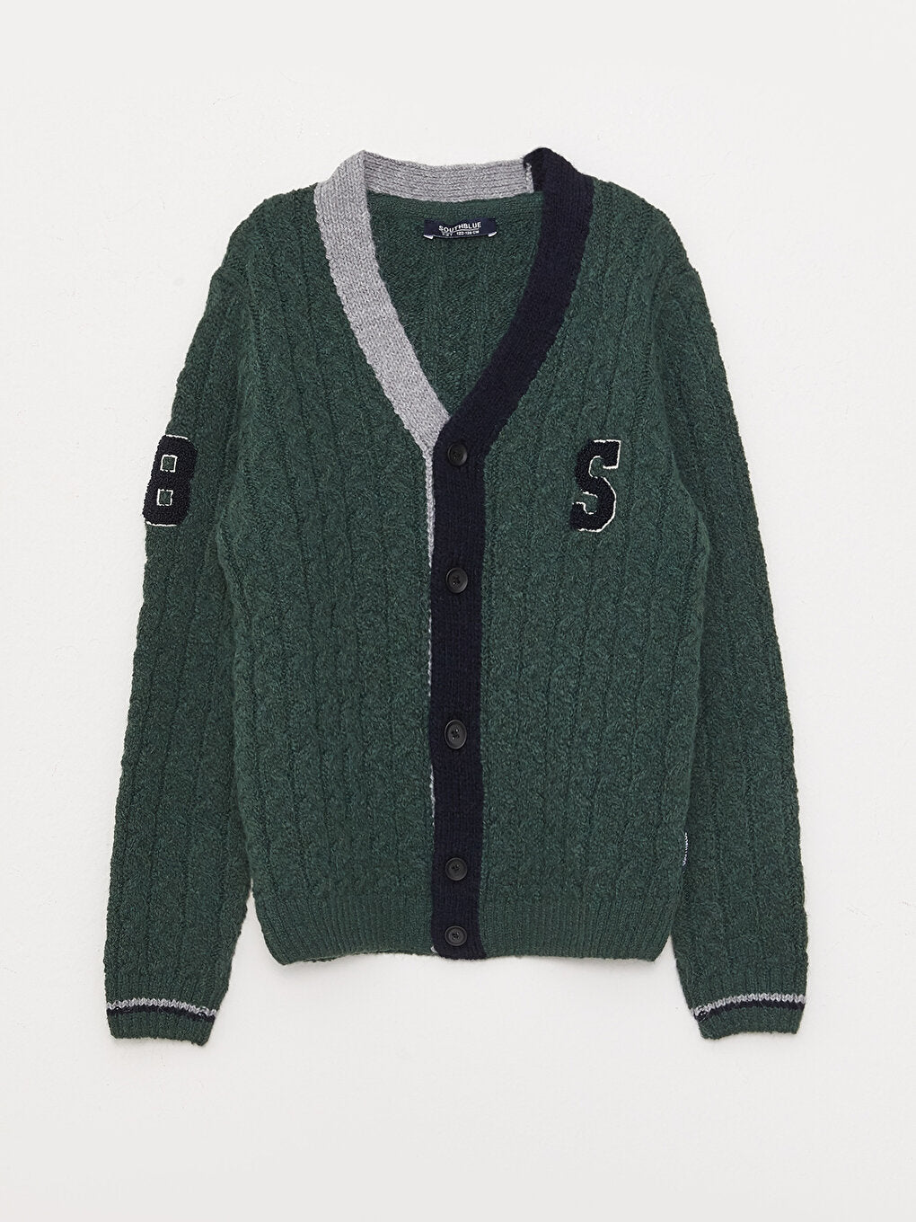 V-Neck Embroidered Long Sleeve Boy's Knitwear Cardigan