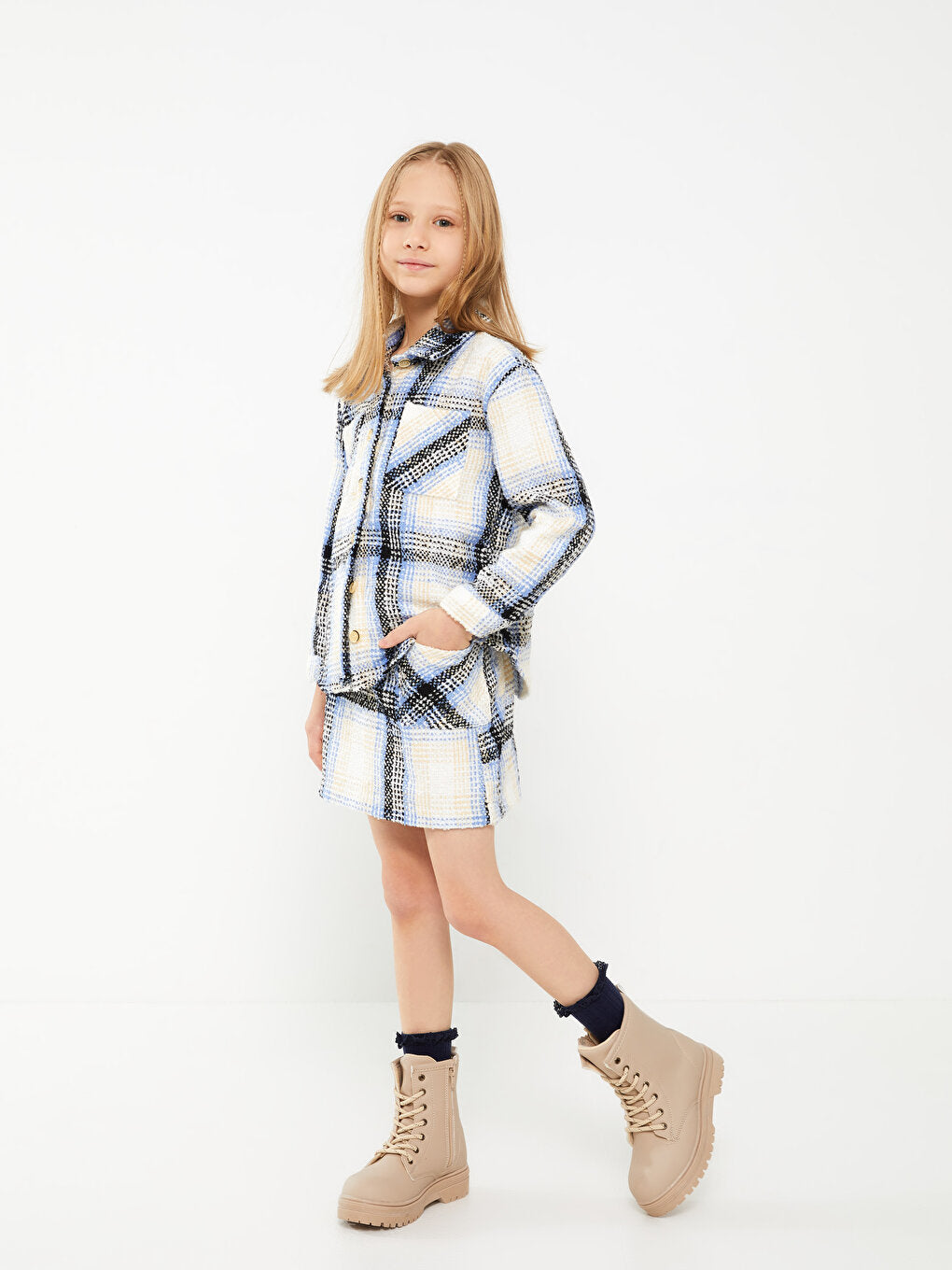 Plaid Girl's Skirt with Elastic Waist