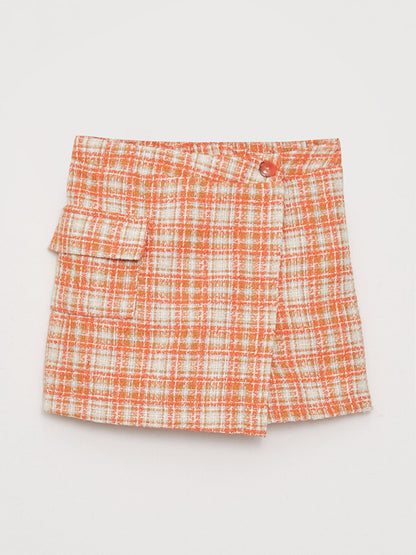 Plaid Girl's Shorts Skirt with Elastic Waist