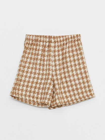 Patterned Girl's Shorts Skirt with Elastic Waist