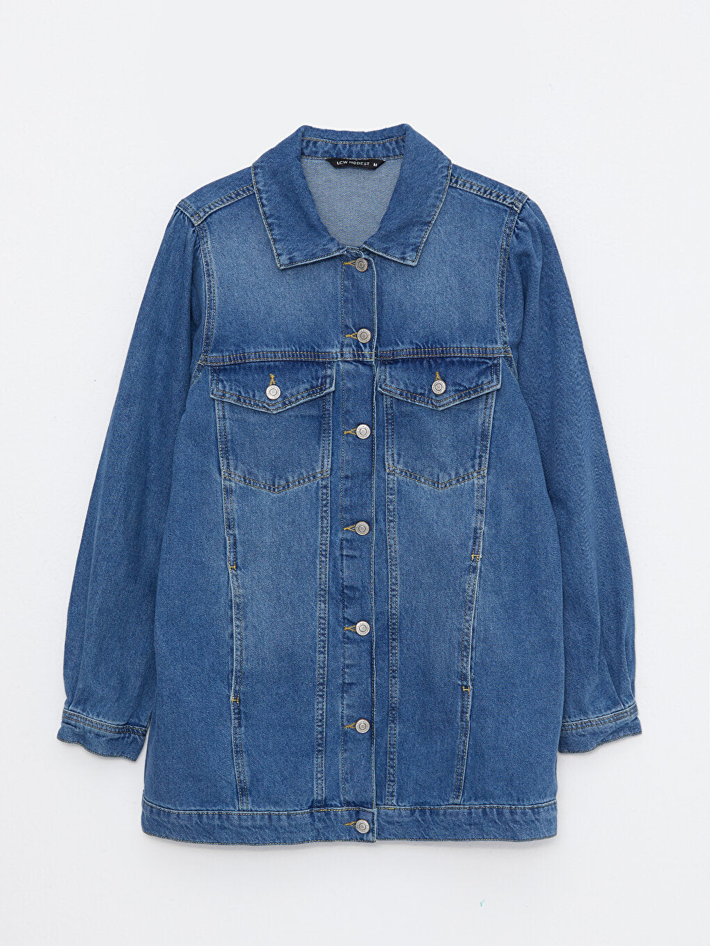 Shirt Collar Plain Long Sleeve Women's Jean Jacket