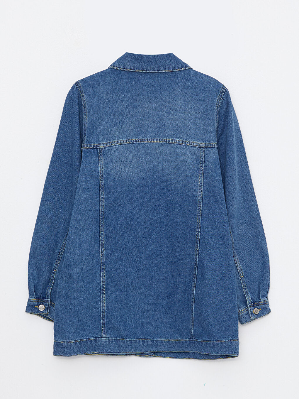 Shirt Collar Plain Long Sleeve Women's Jean Jacket