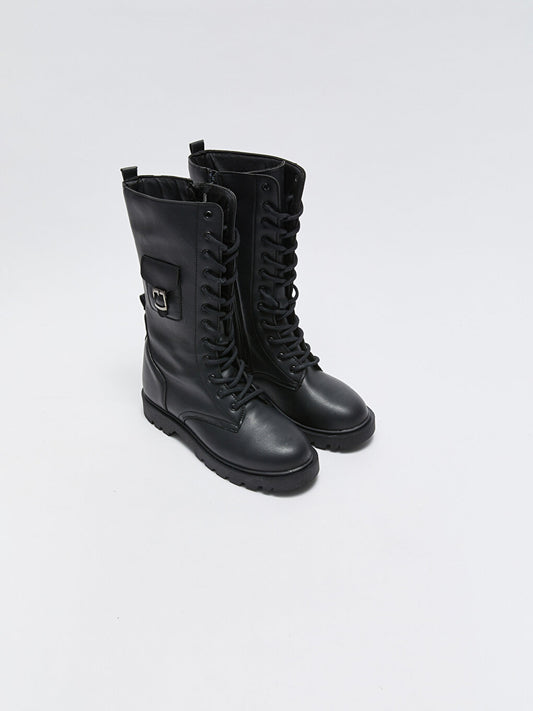 Leather Look Girls' Boots