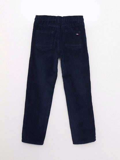 Basic Velvet Boy's Trousers with Elastic Waist