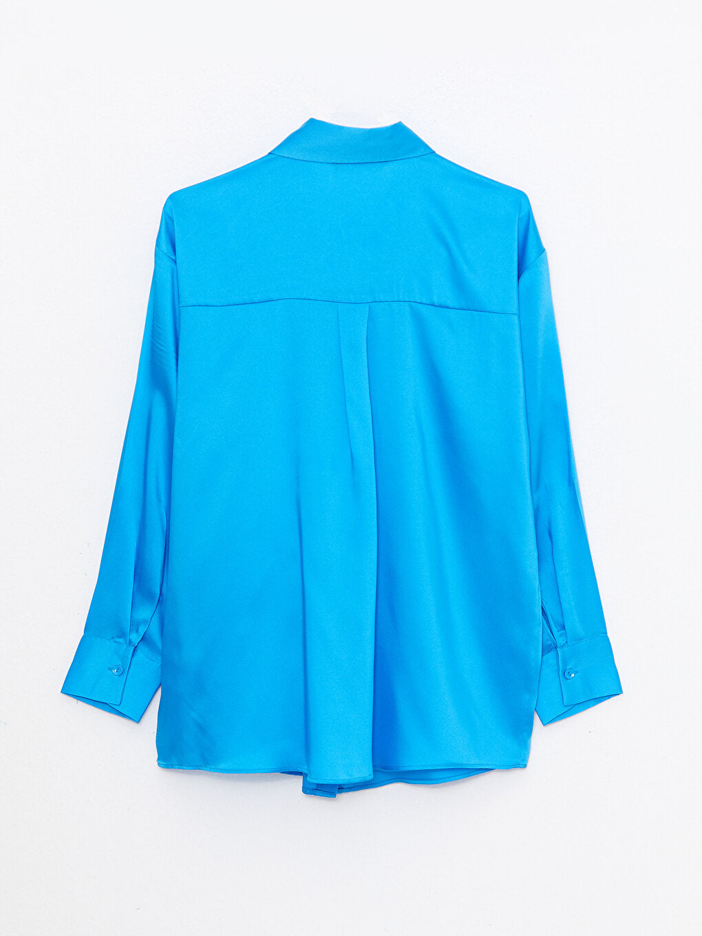 Front Button Closure Plain Long Sleeve Satin Women's Shirt