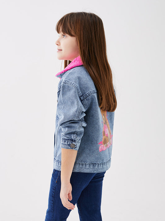 Printed Long Sleeve Girl's Jean Jacket