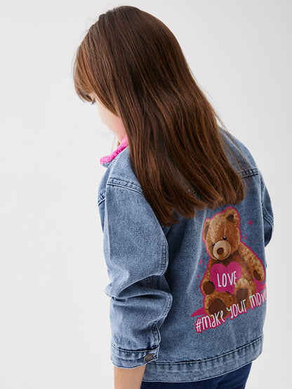 Printed Long Sleeve Girl's Jean Jacket